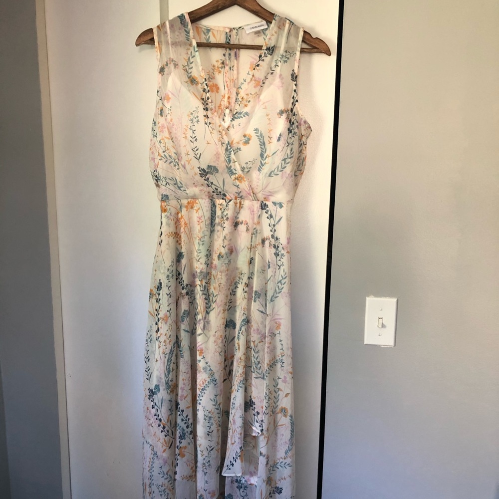 Calvin Klein sleeveless high-low/maxi dress
